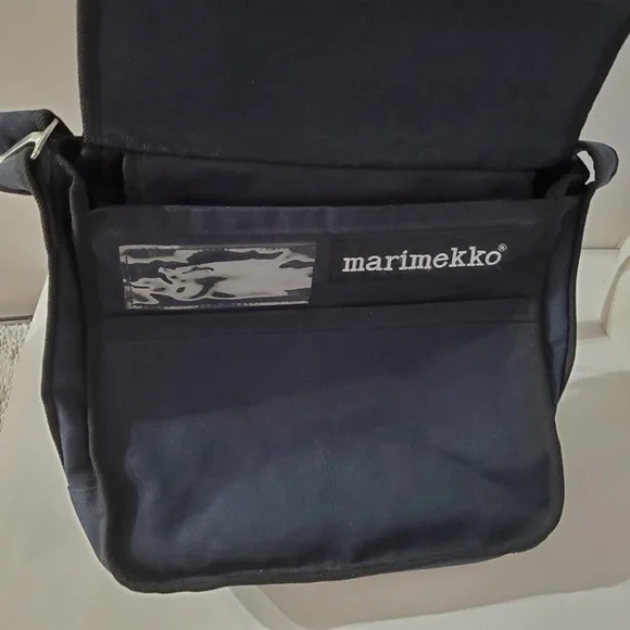 MARIMEKKO Olkalaukku Urbaani Crossbody Shoulder Bag Navy Blue Cotton Canvas